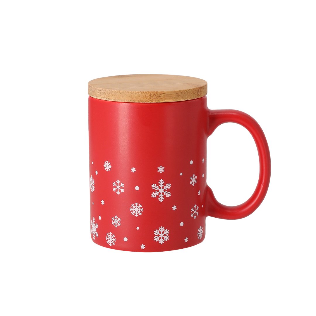 Taza navideña Helogran 300 ml con tapa de bambú