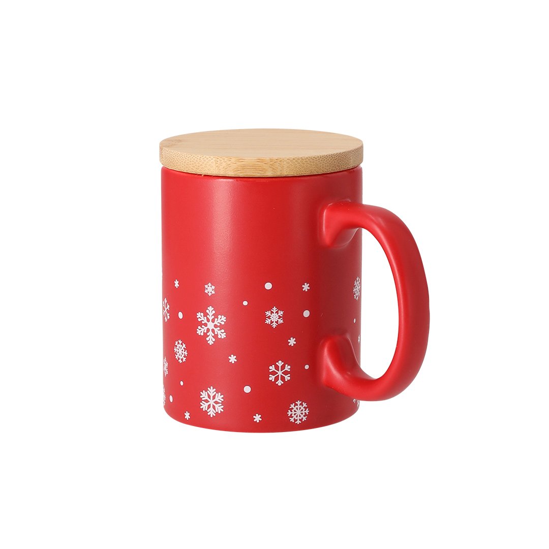 Taza navideña Helogran 300 ml con tapa de bambú