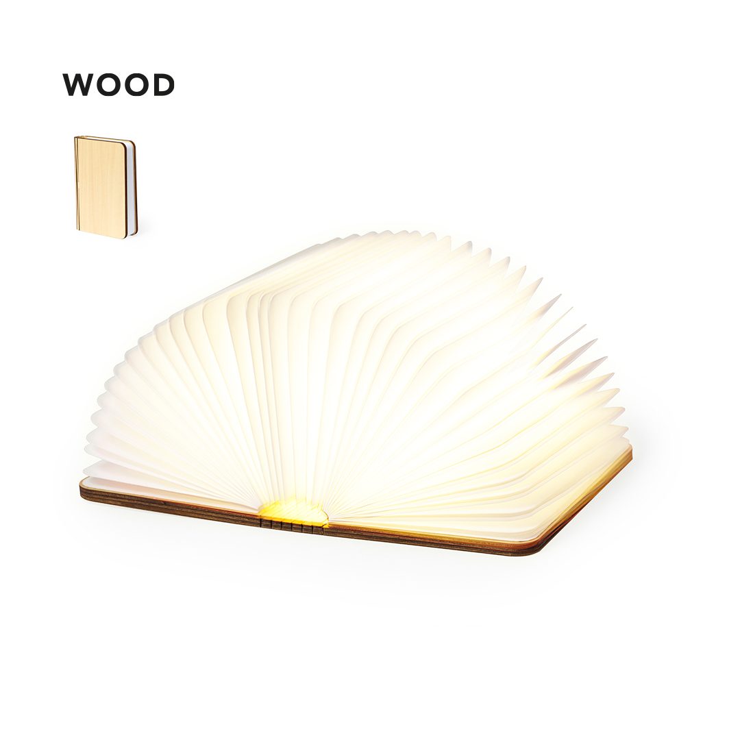 Lámpara libro LED de madera Joneson
